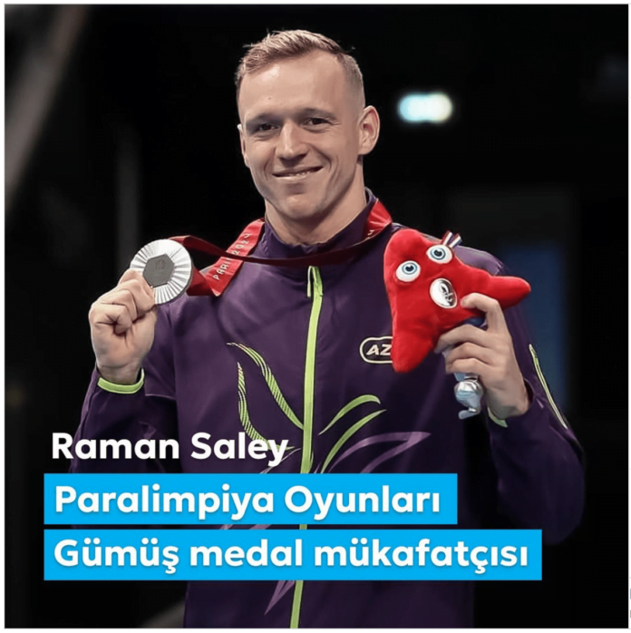 Mehriban Əliyeva gümüş medal qazanan paraüzgüçü Raman Salehi təbrik etdi