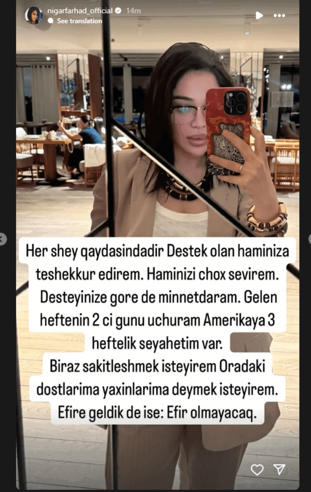 Nigar Fərhad ölkəni tərk edir – ABŞ-a səfər planlaşdırılır