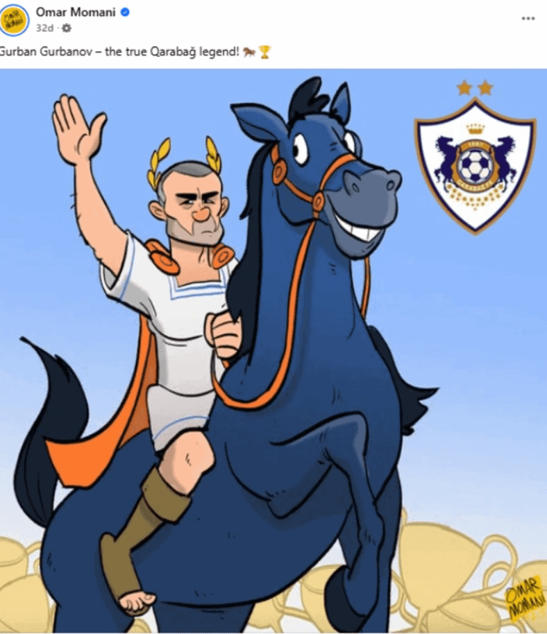 Omar Momani Qurban Qurbanovu karikatura ilə təqdir edib