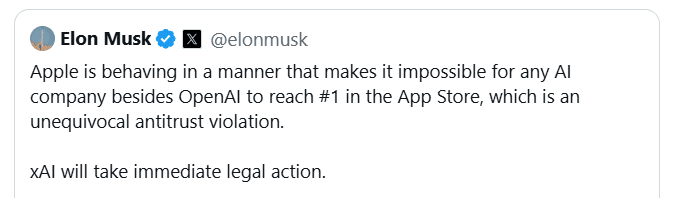 İlon Mask Apple-ı OpenAI-ni təbliğ etməkdə ittiham edir