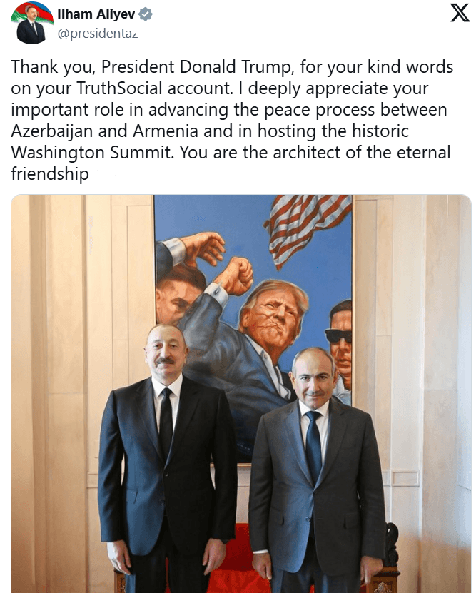 İlham Əliyev Donald Trampa təşəkkür etdi