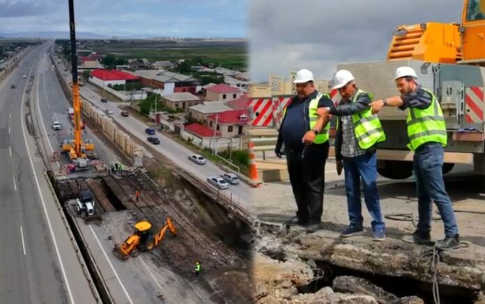 Bakıda qəzalı körpünün yerində yeni keçid tikilir